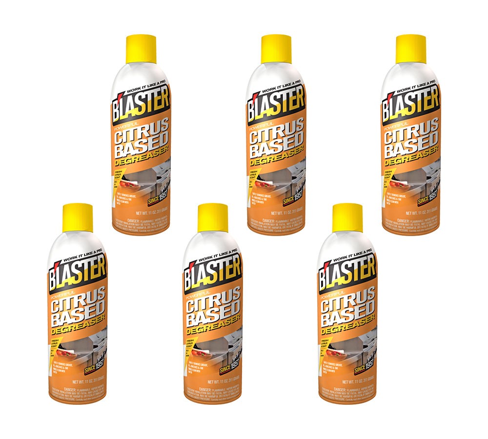 Blaster 6 Pack Powerful Citrus-Based Degreaser 11 oz. Aerosol Can