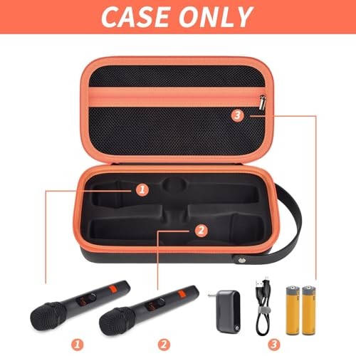 Premium PU Leather Microphone Case for JBL Wireless Two Mic System, Black