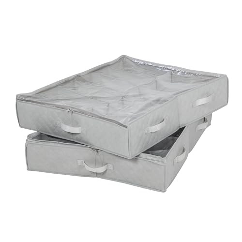 Honey-Can-Do Under Bed Shoe Storage Organizer, Set of 2, Fits 24 total pairs,