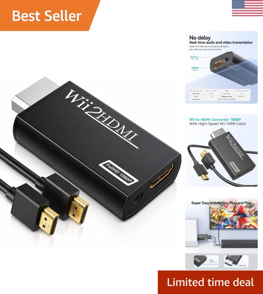 Versatile Wii to HDMI Adapter: Compatible with Monitors, TVs, and Projectors