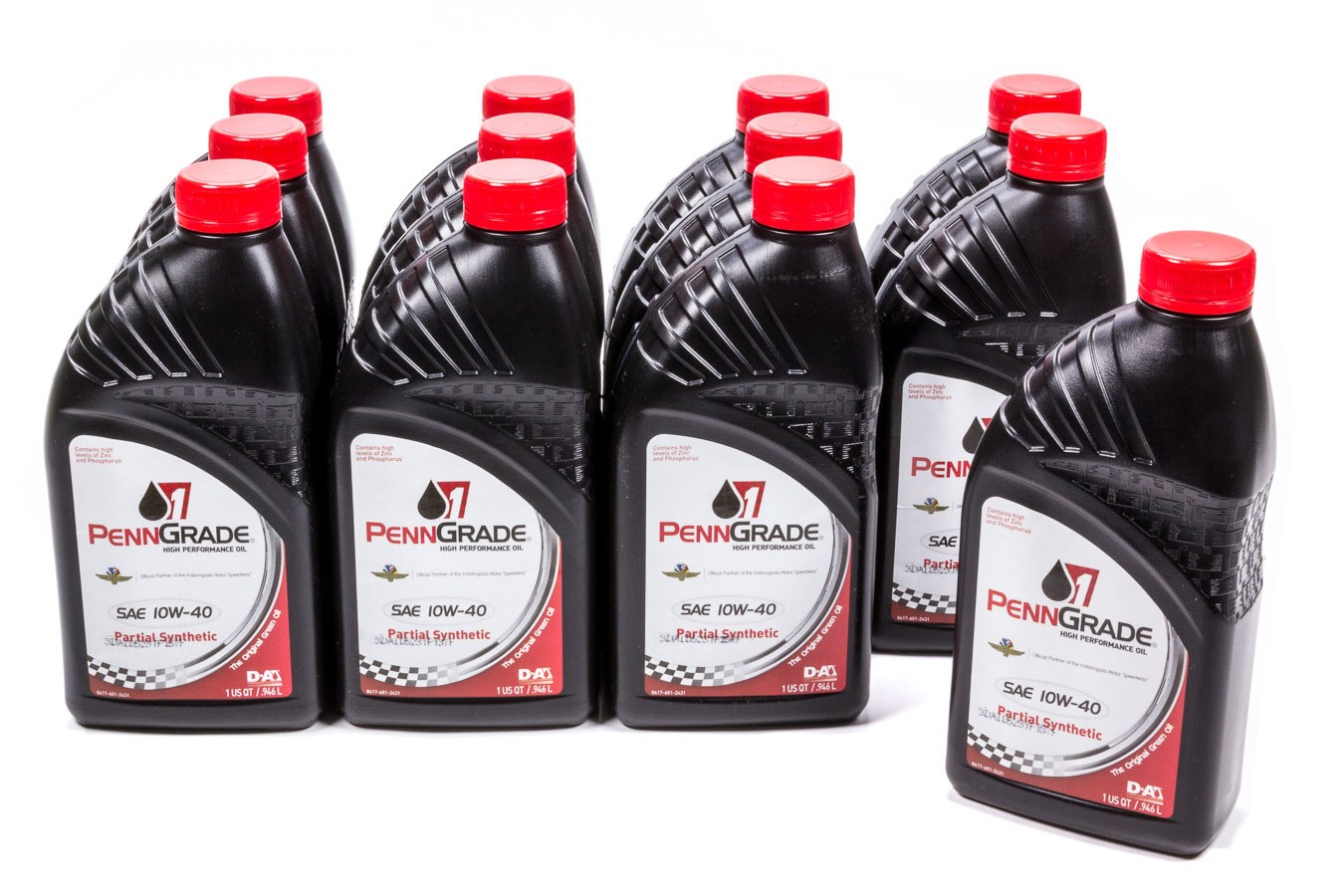 PennGrade Motor Oil - High Zinc - 10W40 - Semi-Synthetic - 1 qt - Set of 12