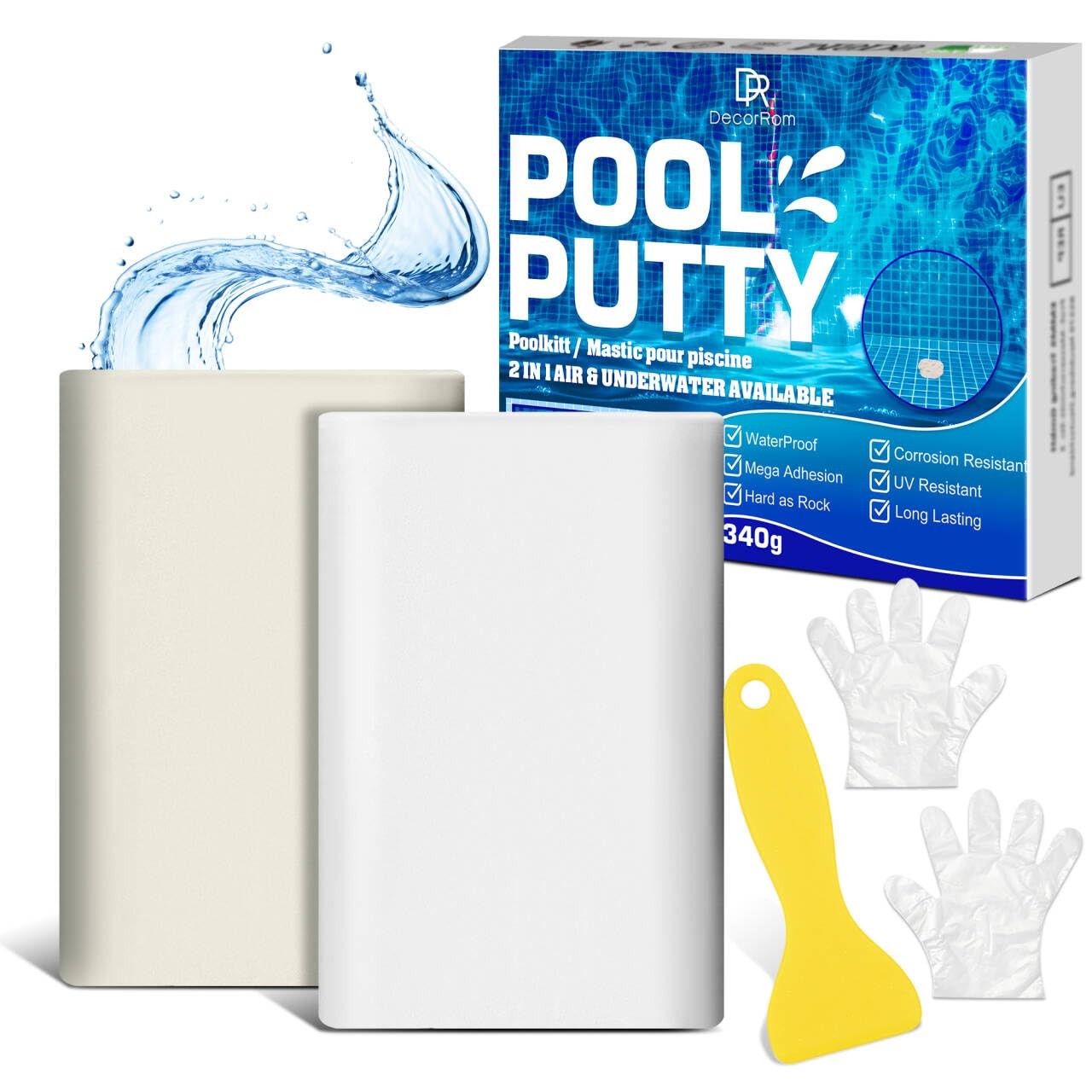 Pool Putty, 12oz Epoxy 2 Part White Underwater or Above Fast