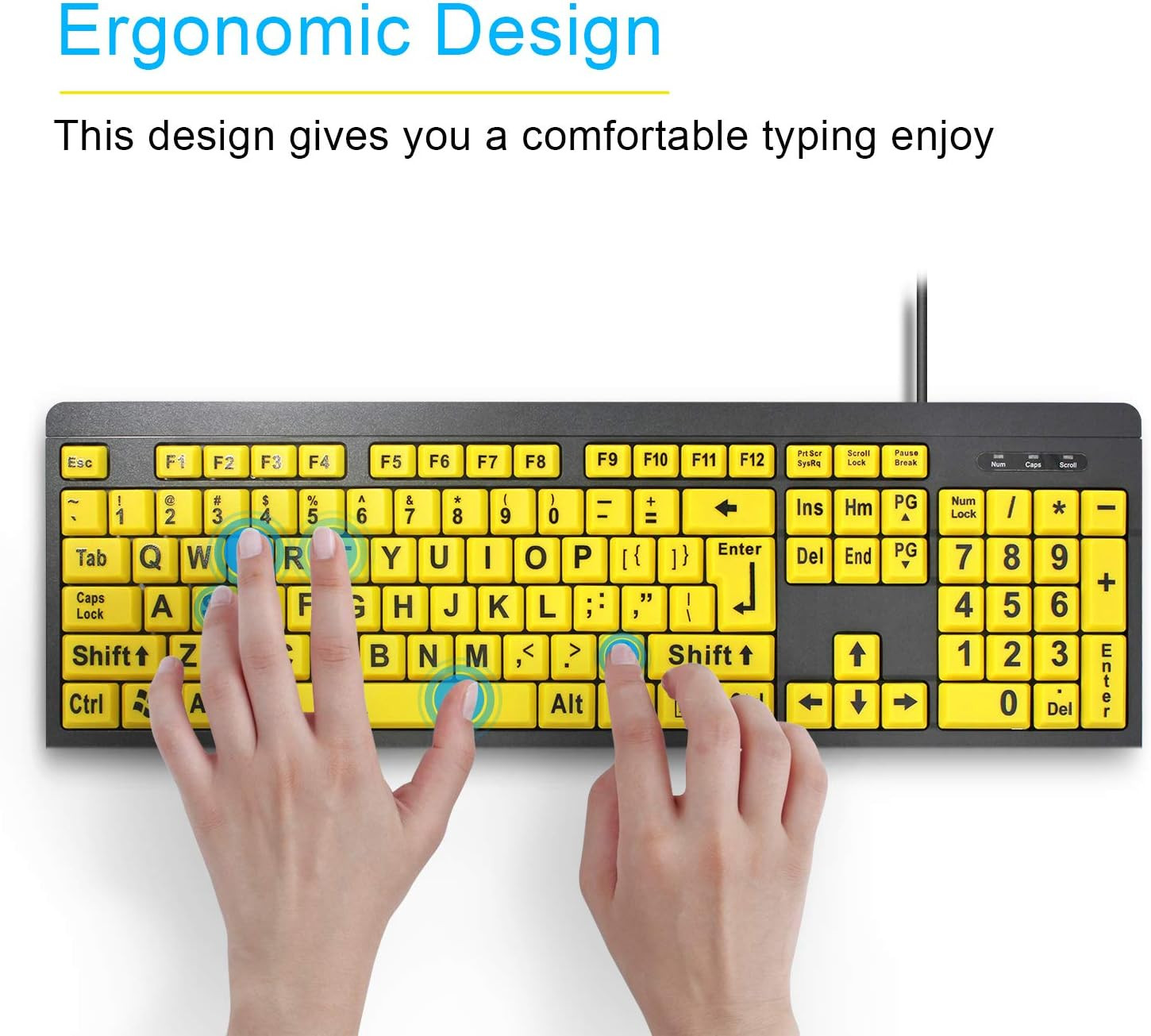 Large Print Computer Keyboard, Wired USB High Contrast Keyboard with Oversize...