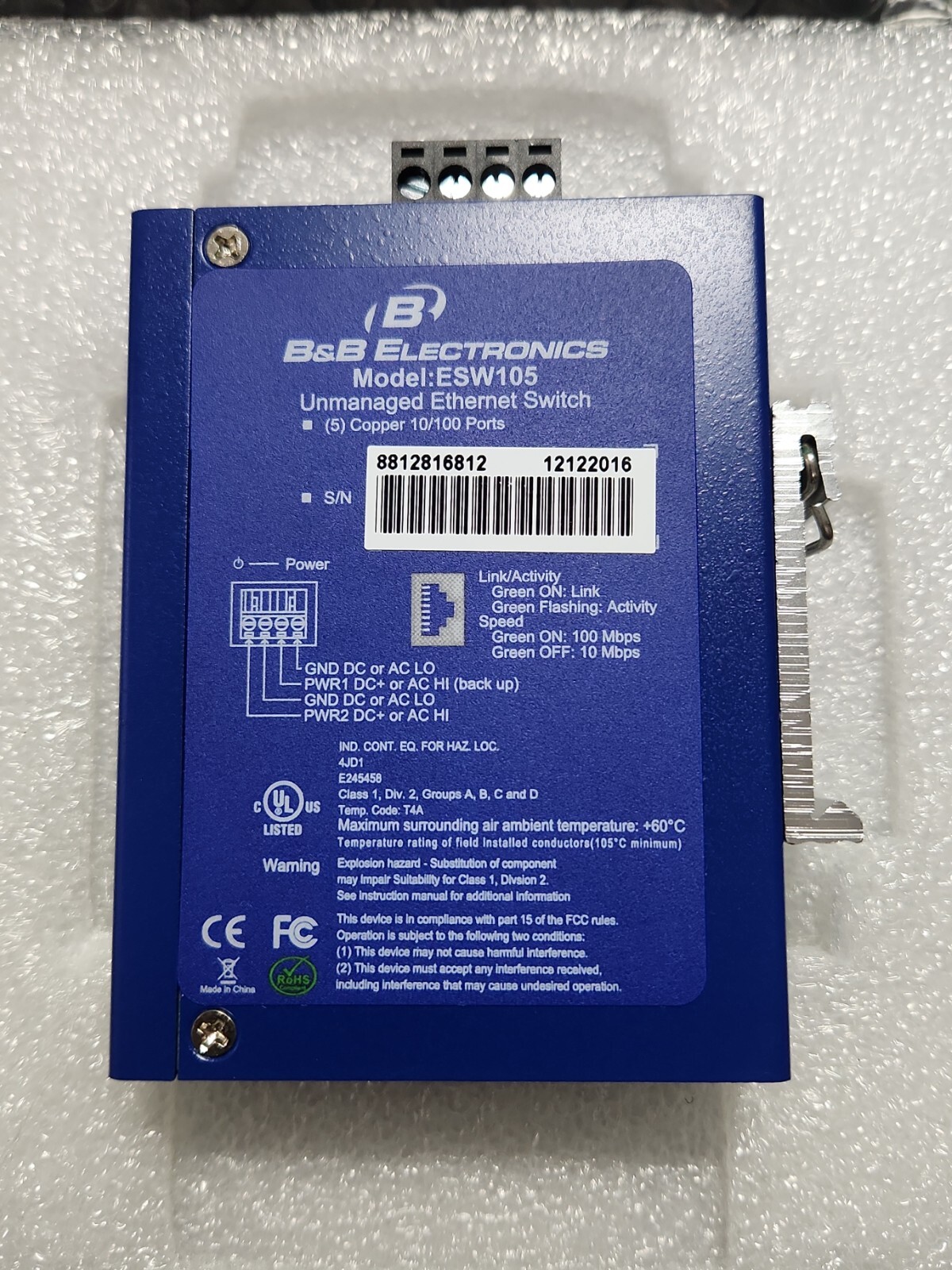 🆕️ B&B Electronics ESW105 Unmanaged Ethernet Switch ⚡️🇺🇸 SHIP+WARRANTY