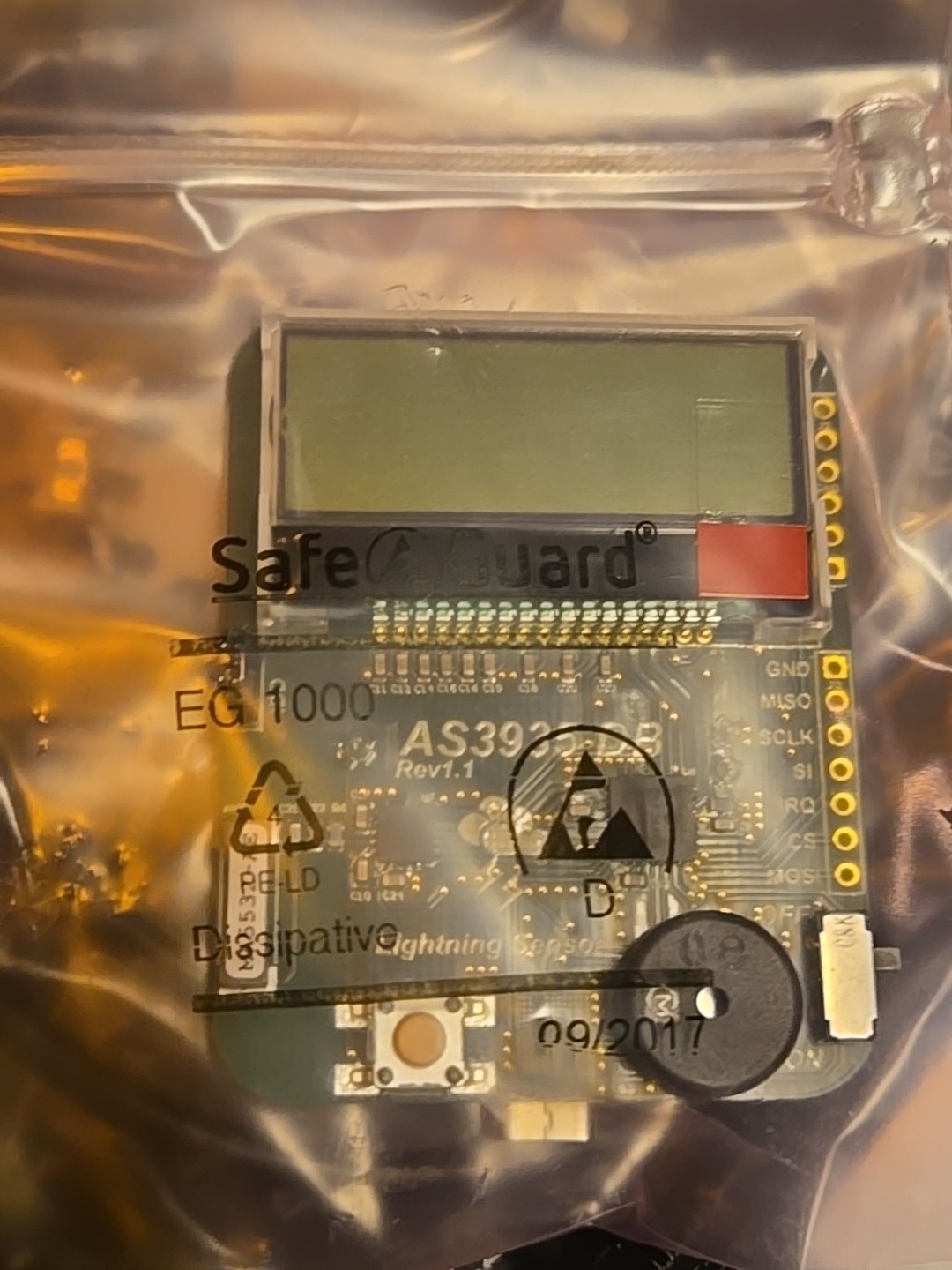 AMS lighting sensor. PN# AS3935-DK-ND BOARD EVAL FOR AS3935