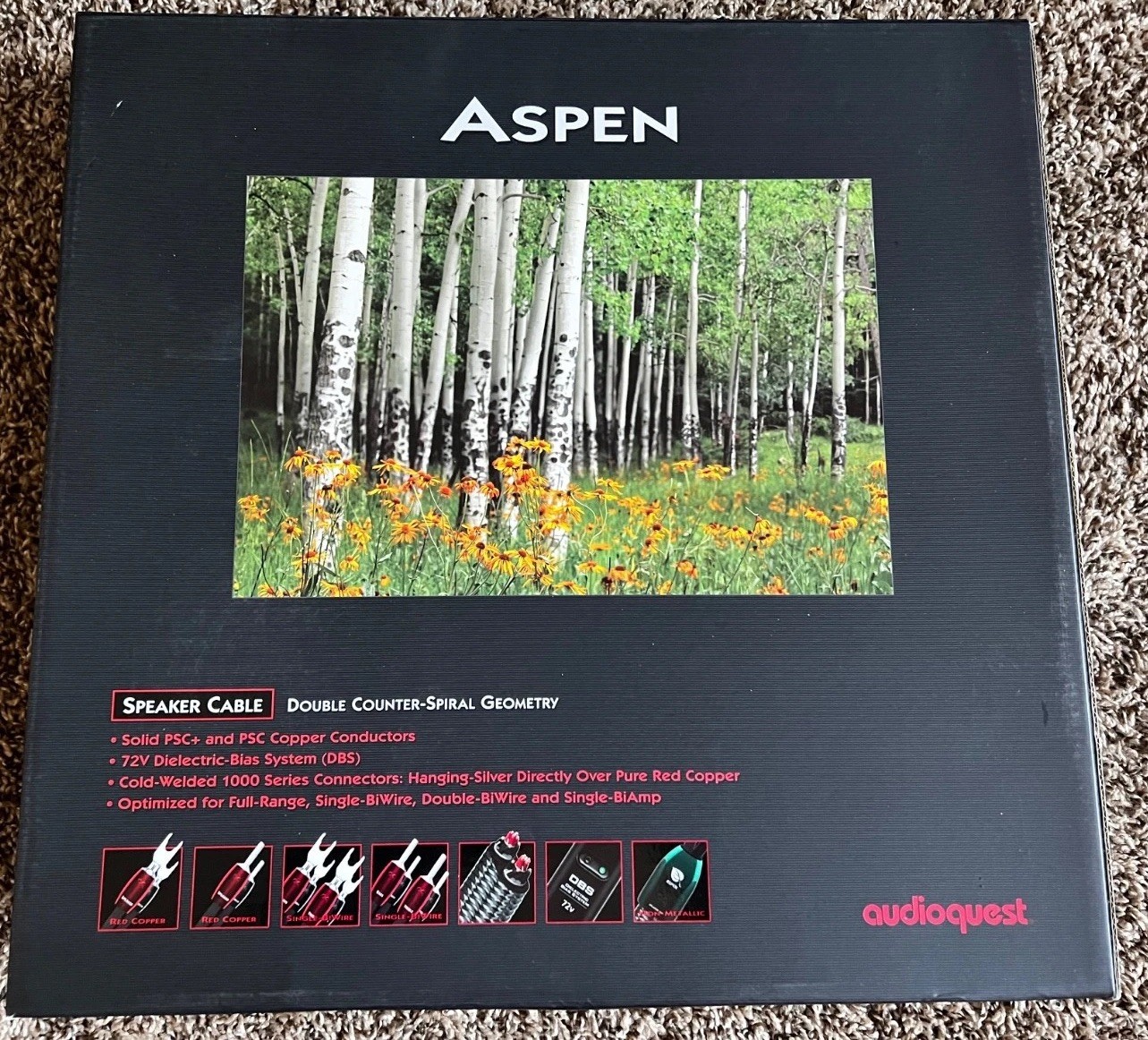 Audioquest Aspen Bi-Wire (Biwire) Speaker Cables - 6ft