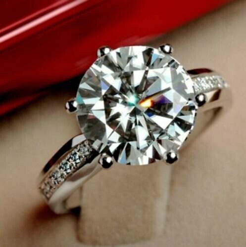 Round Cut 3.80 Ct Lab-Created White Diamond Engagement Ring 925 Sterling Silver