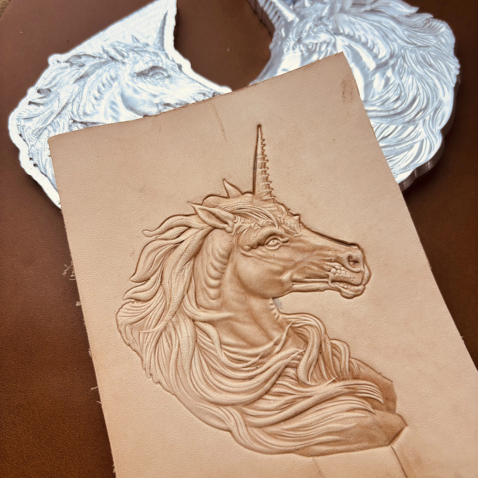 3D Unicorn Head Leather Emboss Stamp Mold Leathercraft Cold Pressing Logo Tool