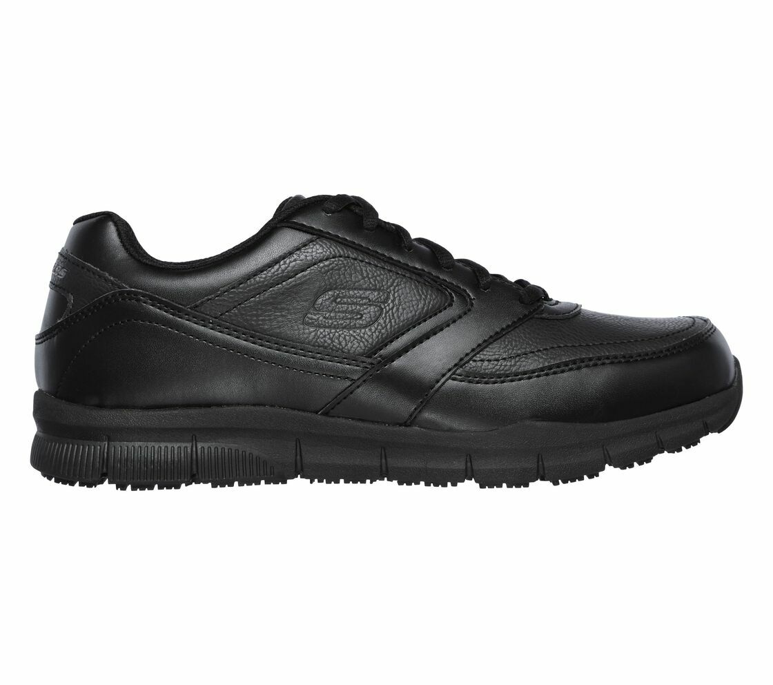 Mens Skechers 77156 Nampa Memory Foam Slip Resistant Black Work Shoes