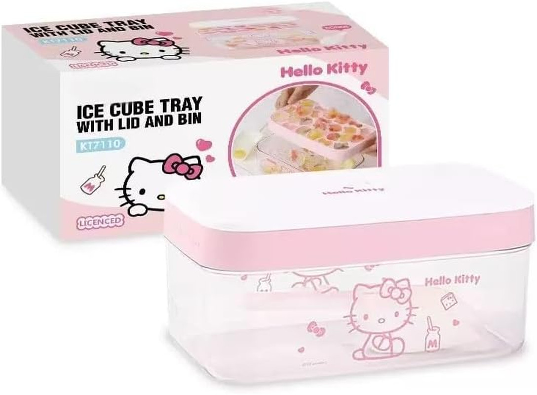 For Kitty Cute Silicone Ice Molds,Comes with ice storage box, Cartoon Cat Sealed
