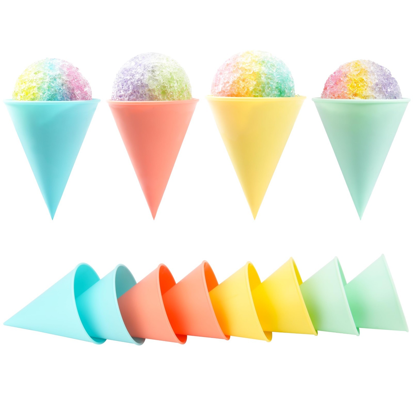 8-Pack Reusable Plastic Snow Cone Cups - Compatible with Nostalgia & Cuisinart S