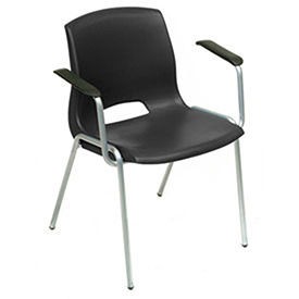 Vented Stack Chairs With Arms Rests - Black Lot of 4