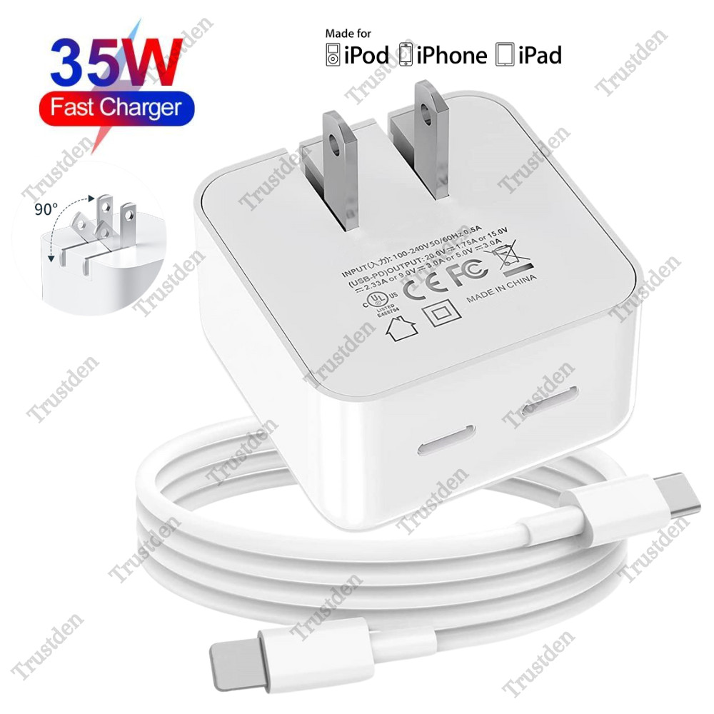 For iPhone 14 13 12 11 XR 8 35W USB C to USB C Power Adapter Fast Charger Cable