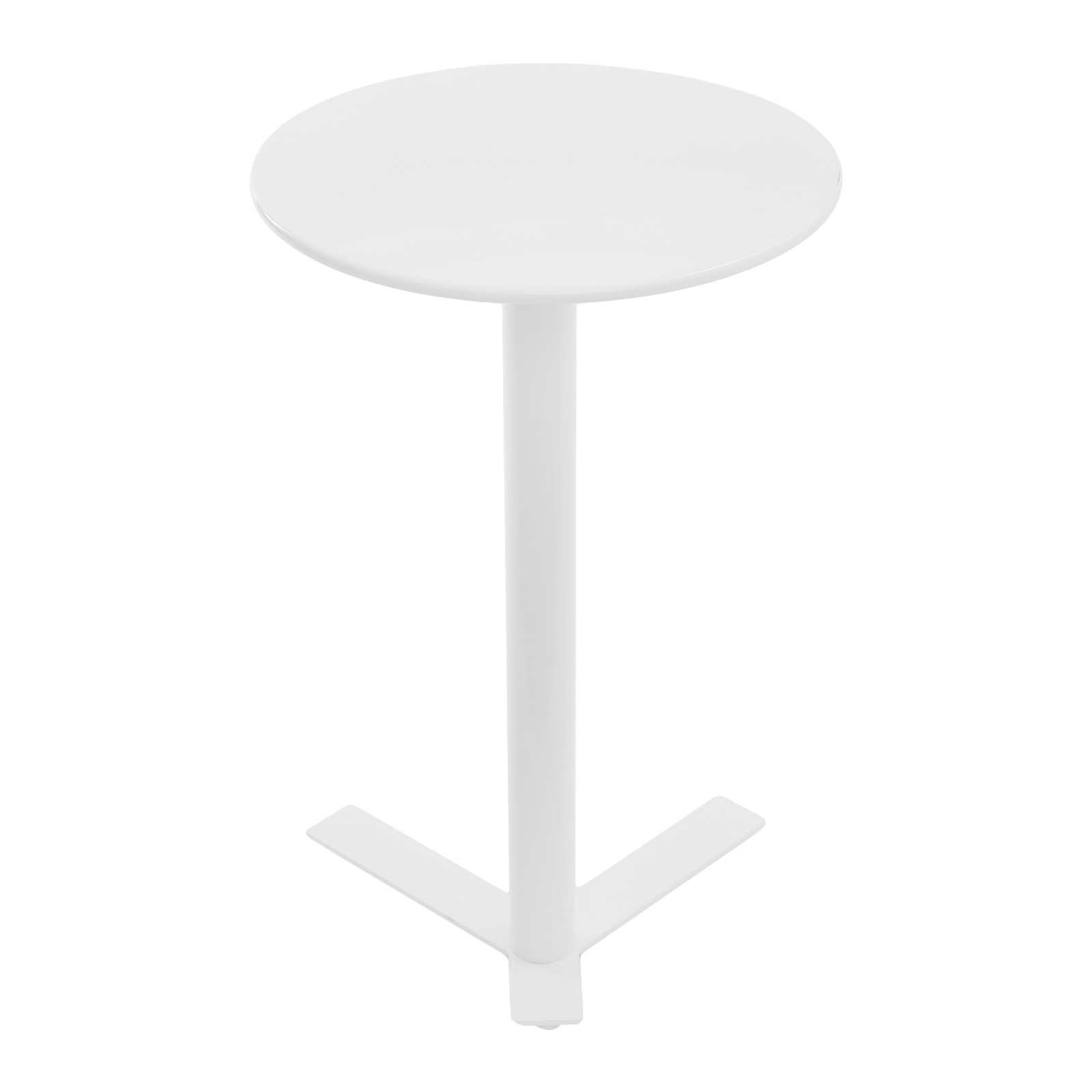 Modern Freestanding End Table, C Shaped Metalside Table With Wide Round Tabletop