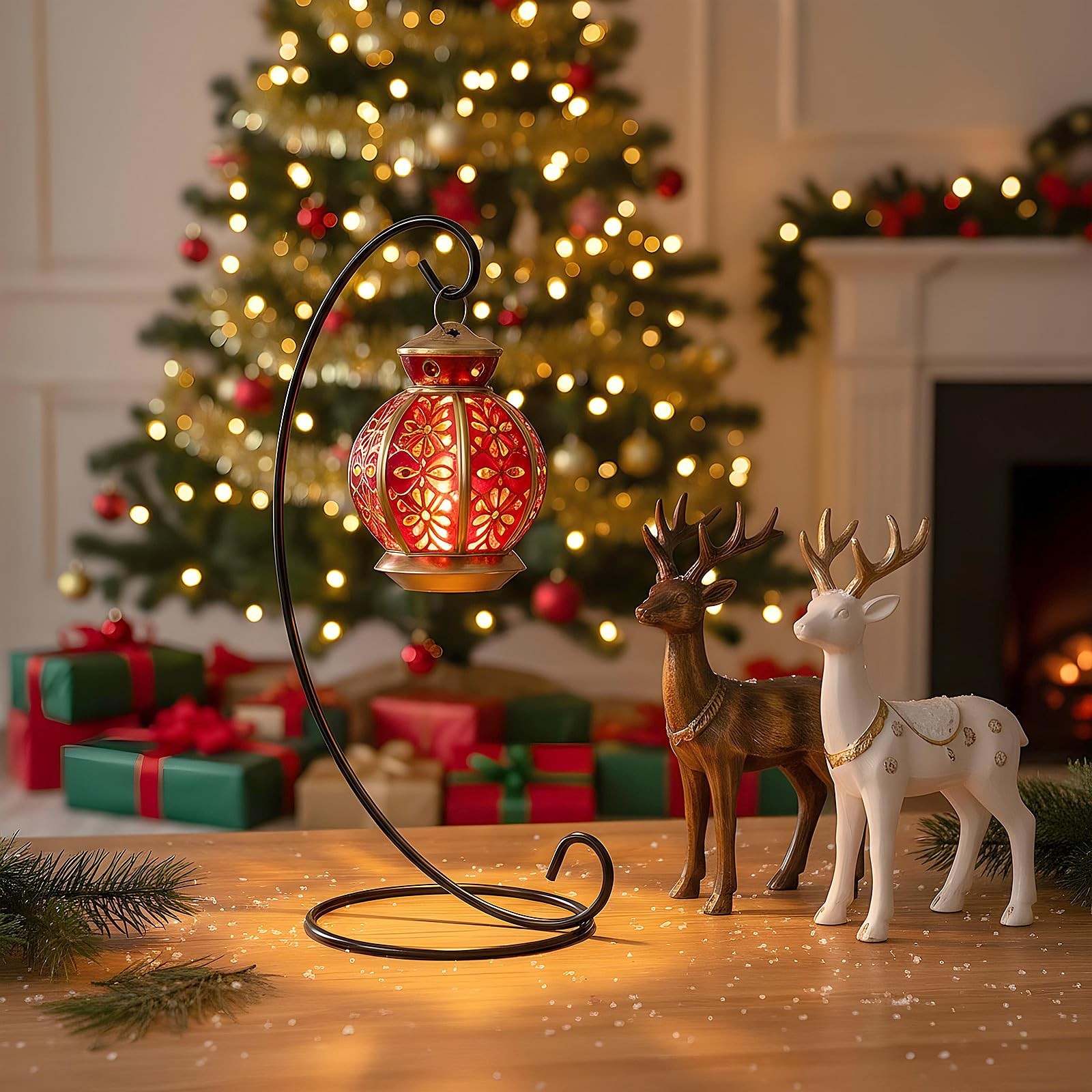 12 Pack Ornament Display Stands, 9.1 Inch Black Iron Hanging Hook Rack Holder...