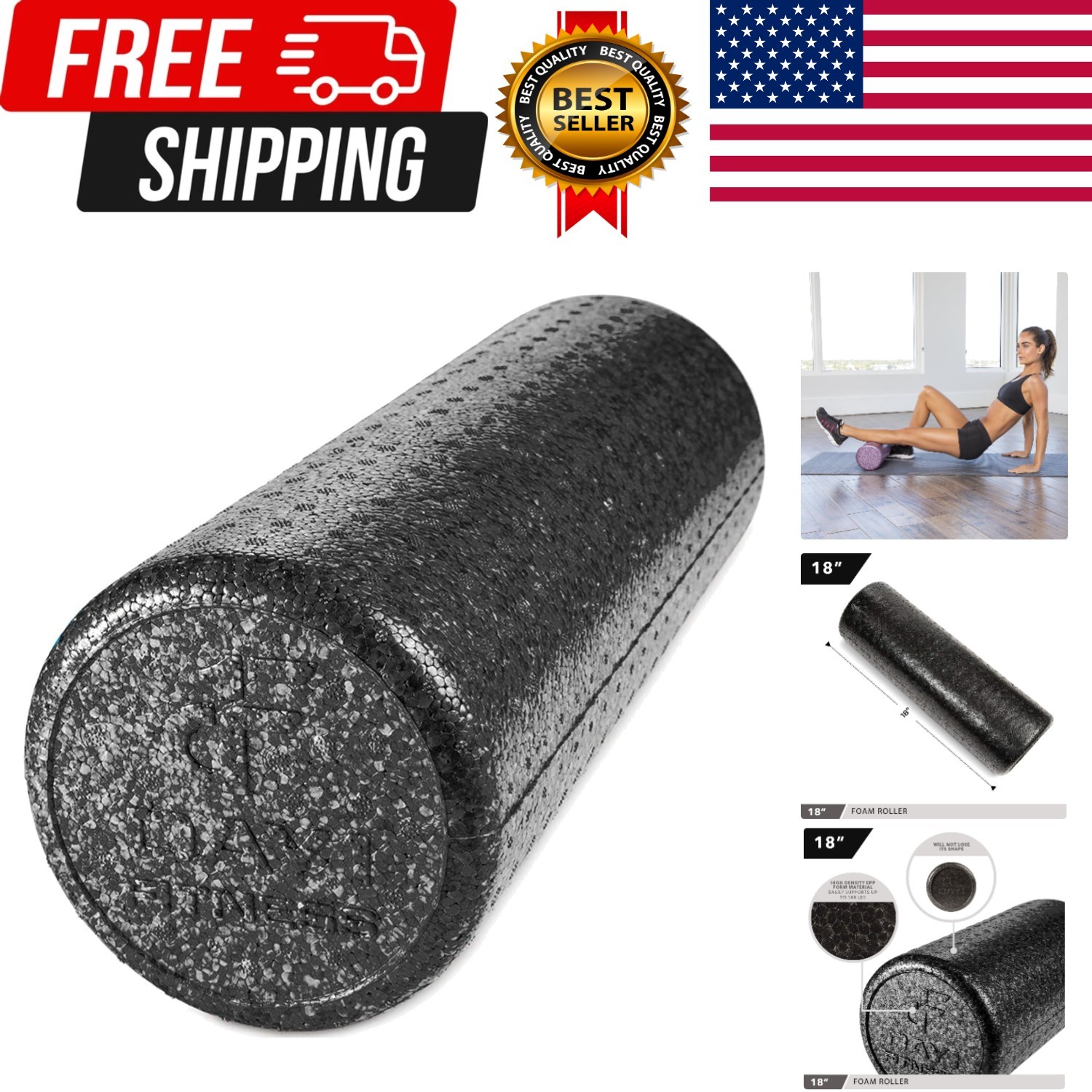 High Density Muscle Foam Rollers - Sports Massage Rollers for Stretching, Phy...