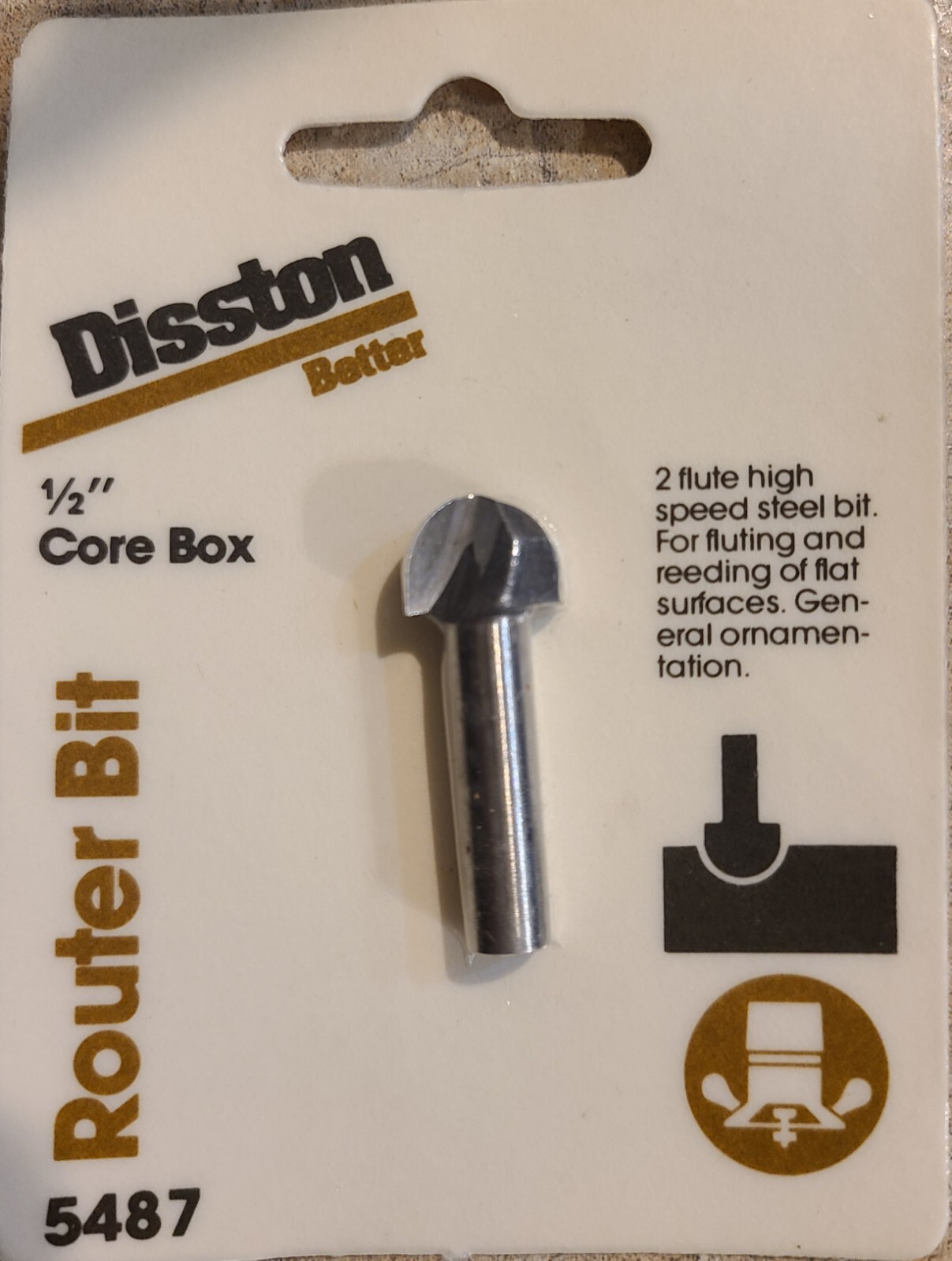 NOS Disston 1/2" Core Box Router Bit High Speed Steel 5487