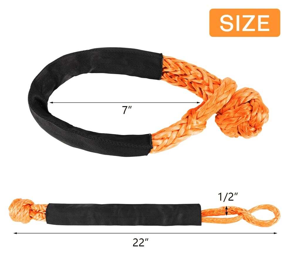 1X Soft Shackle 1/2"X22" For Truck Tow Recovery Strap 55000LBS Breaking Strength