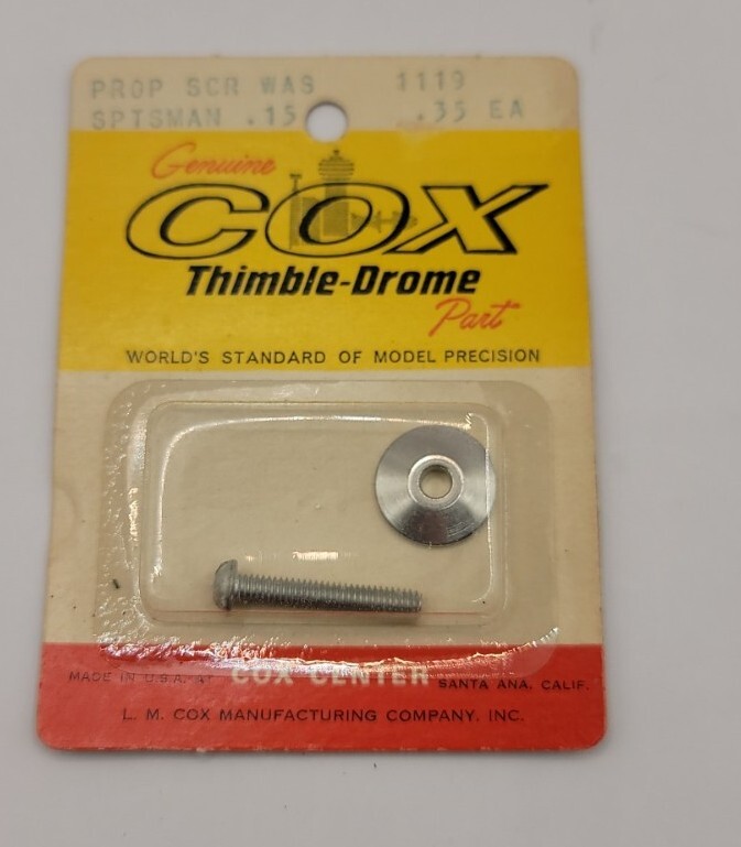 Cox Sportsman .15 Prop Washer and Screw Thimble Drome 15 Airplane Engine 1119