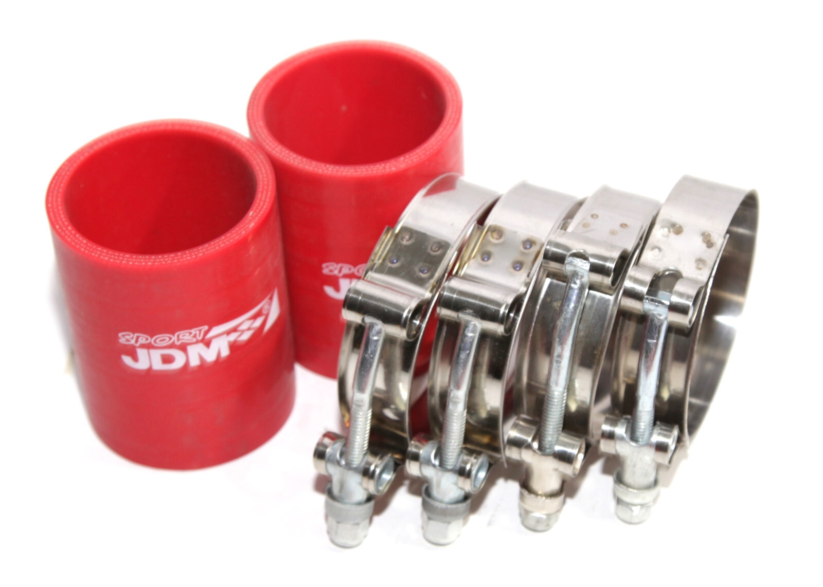 RED 4PLY 2"ID Hose Straight Coupler Silicones+ 4xStainless Steel T-clamp