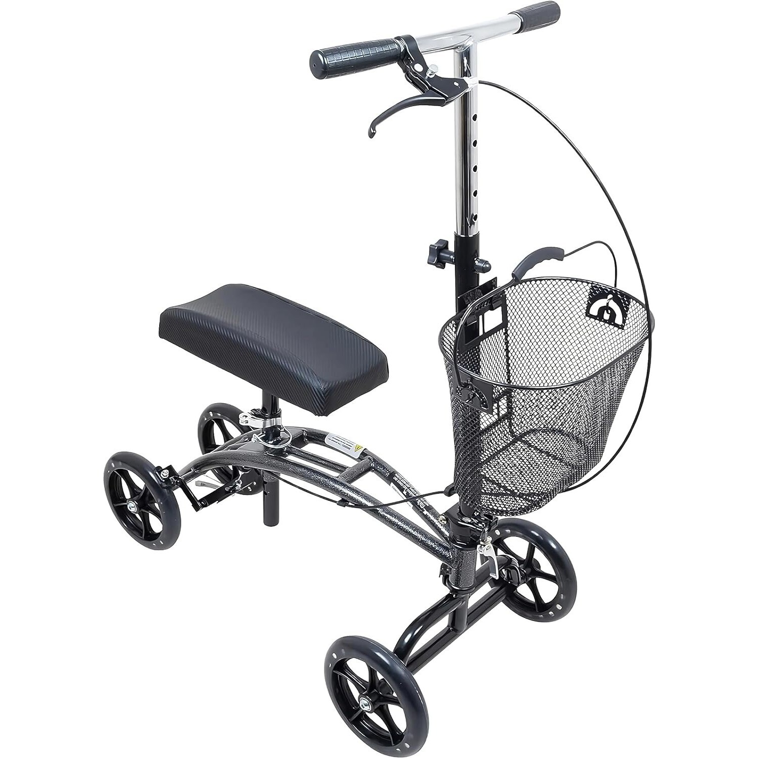 Carex Knee Walker Scooter Steerable Crutch Alternative w/ Padded Seat & Brake