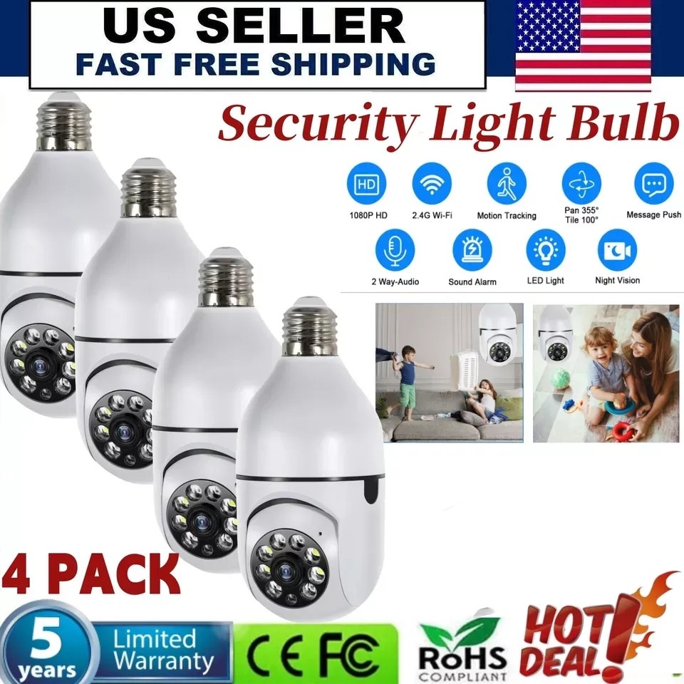 1-4 Pack 2.4G Wireless WiFi Security Camera System Smart Night Vision Cam 360°