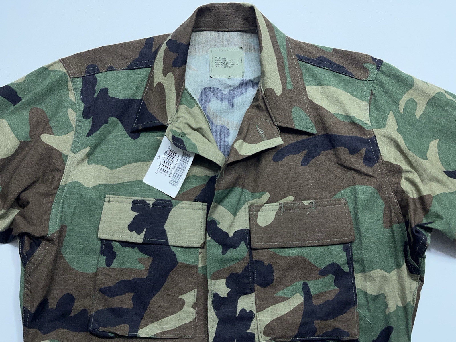 Golden MFG Hot Weather Woodland Camo Combat Jacket Mens Size Small Long NEW