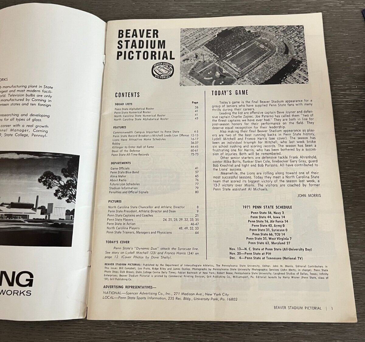 Vintage 1971 Penn State vs NC State Program - Beaver Stadium