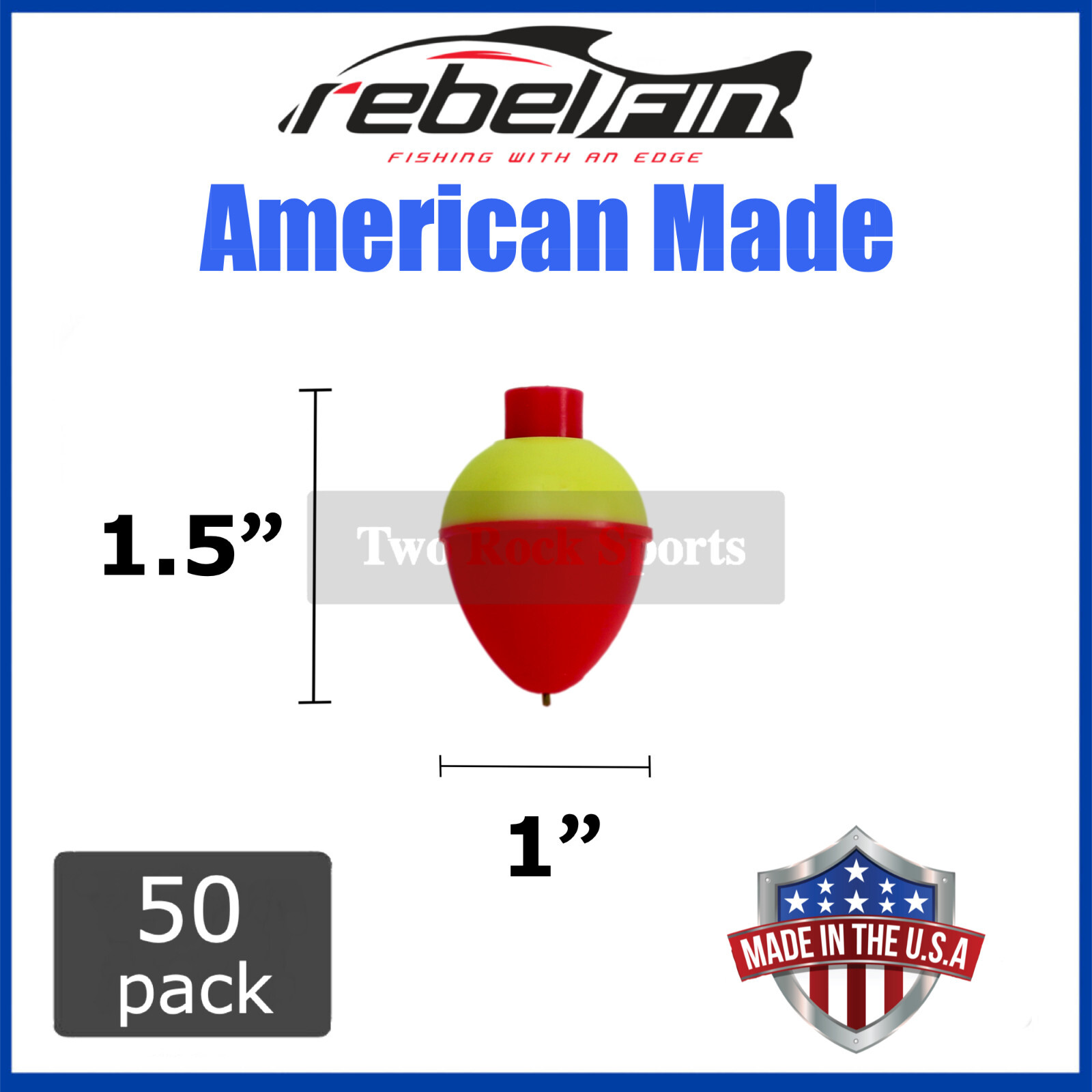 1" inch 25mm - Orange & Yellow - PEAR Fishing Bobbers Floats - USA MADE - 50/bag