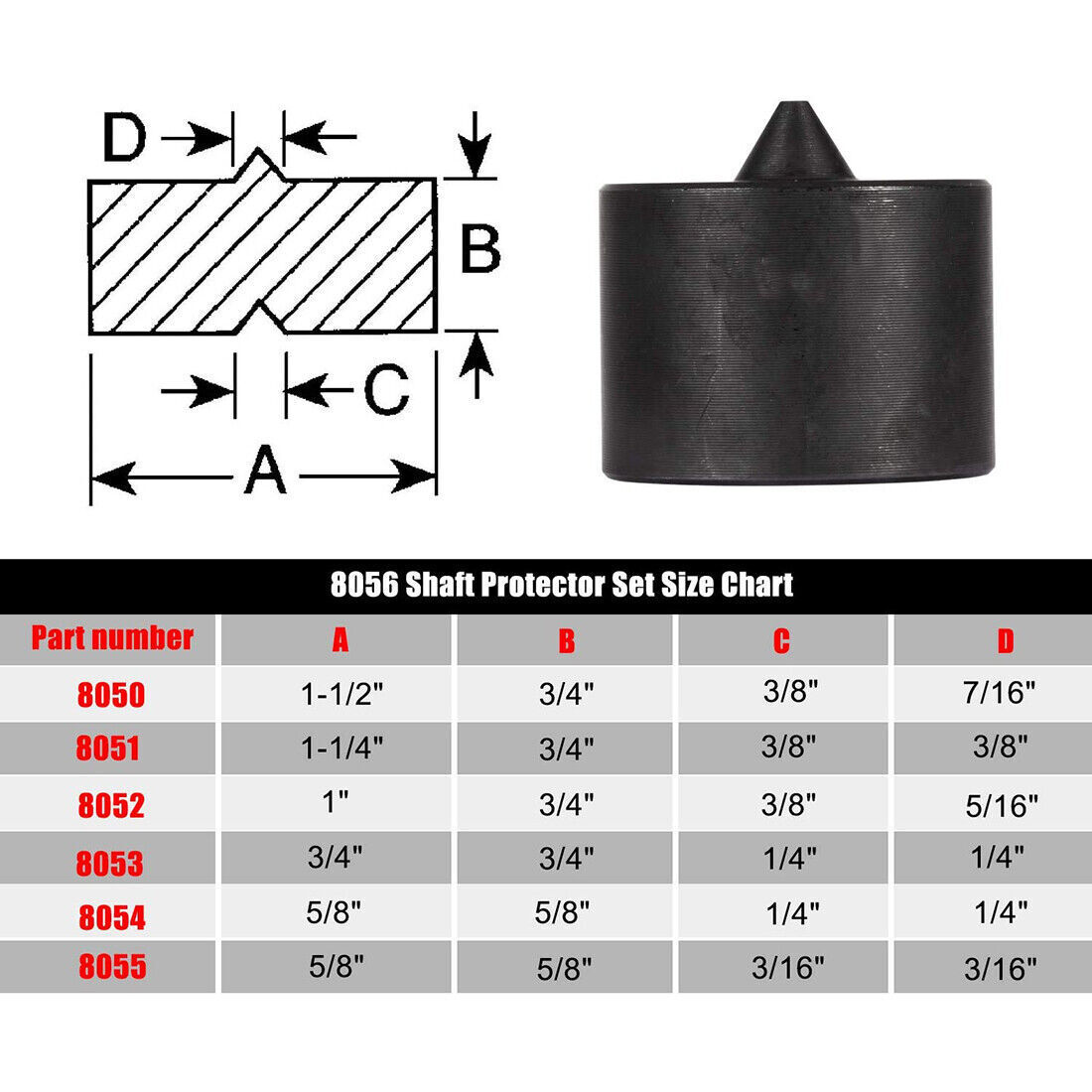 OTC 8056 Shaft Protector Kit for Gear Puller Push-Puller Bearing Removal Tool
