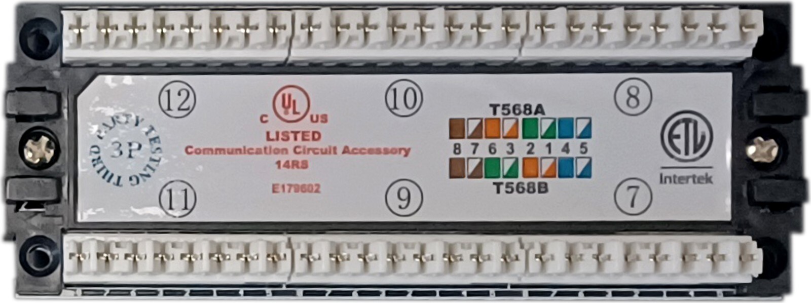 Patch Panel RJ45 8P8C 12-Port C5e B89 Bracket Vertical Wall Mount UL E179602