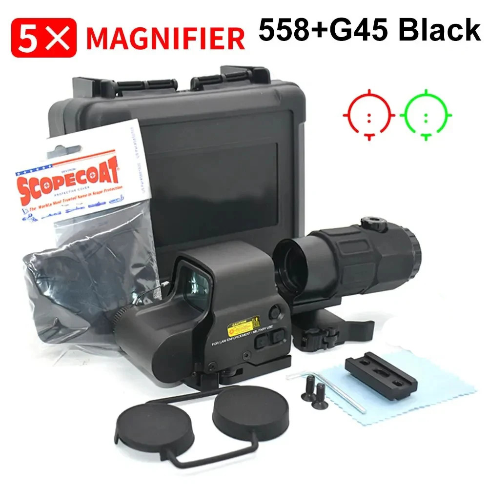 558 G45 Red & Green Dot Holographic Reflex Sight Scope with G45 5X Magnifier