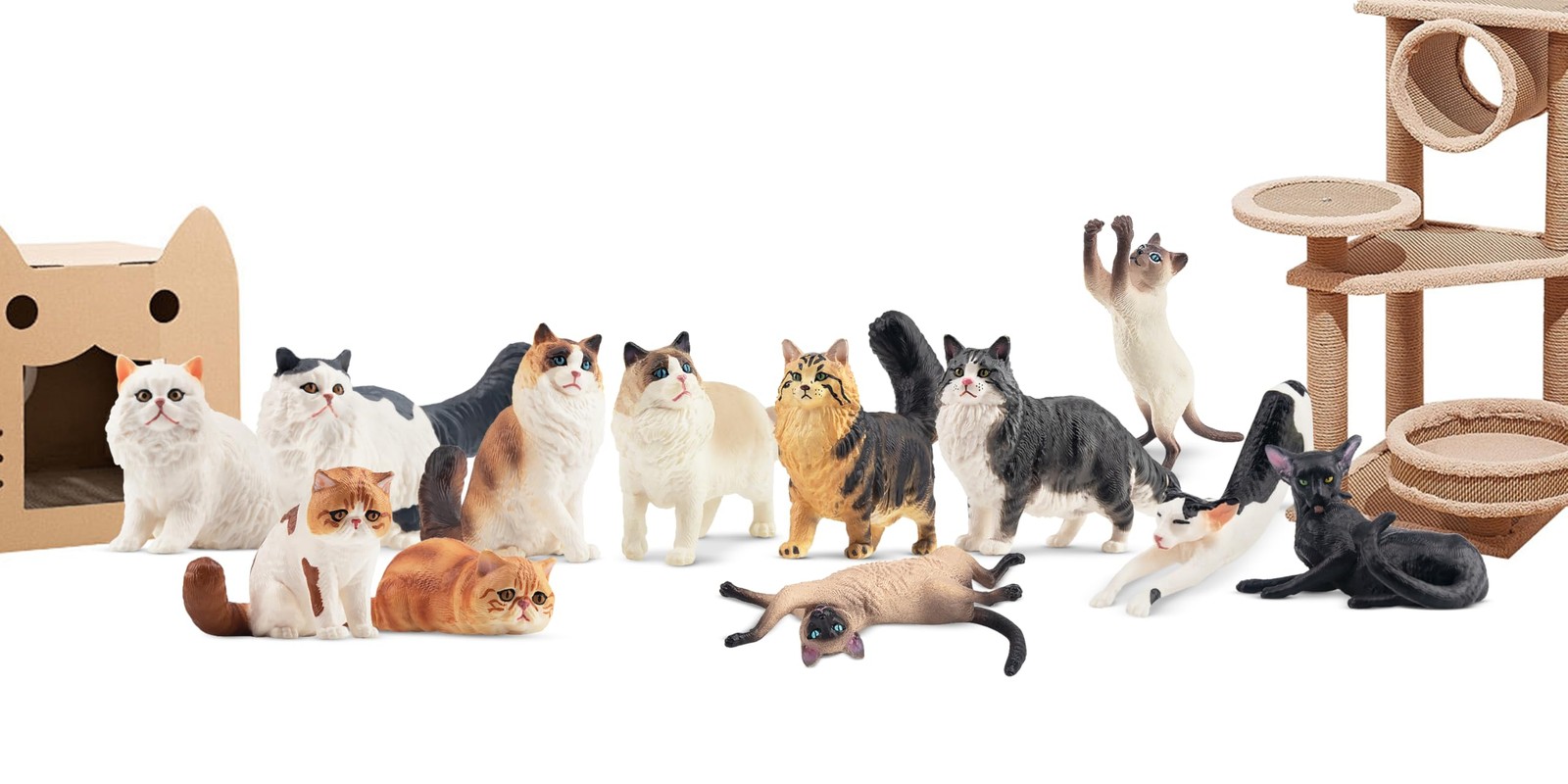 EYSCOTA 12PCS Realistic Cat Figurines, Plastic Cat Figure, Cat Cake Topper Ki...