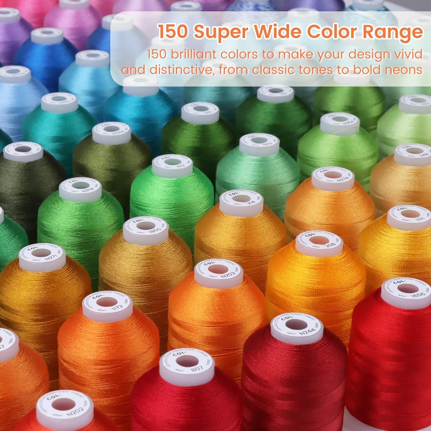 New brothread Embroidery Machine Thread Mega Kit 150 Colors