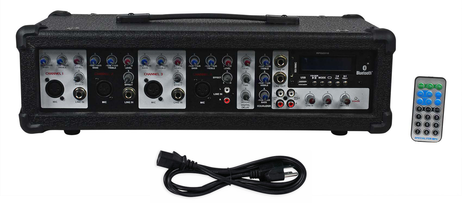 Rockville 800w Powered 4 Channel Mixer/Amplifier w Bluetooth/EQ/Effects