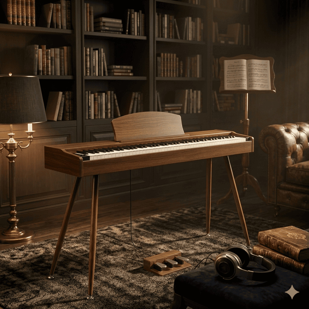 88 Key Full Weighted Digital Piano Black Walnut Finish 128 Polyphony 40W Speaker