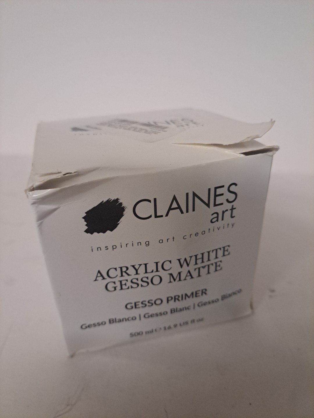 Claines Art Acrylic White Gesso Primer Matte 500ml (16.9-oz) for Oil Painting...