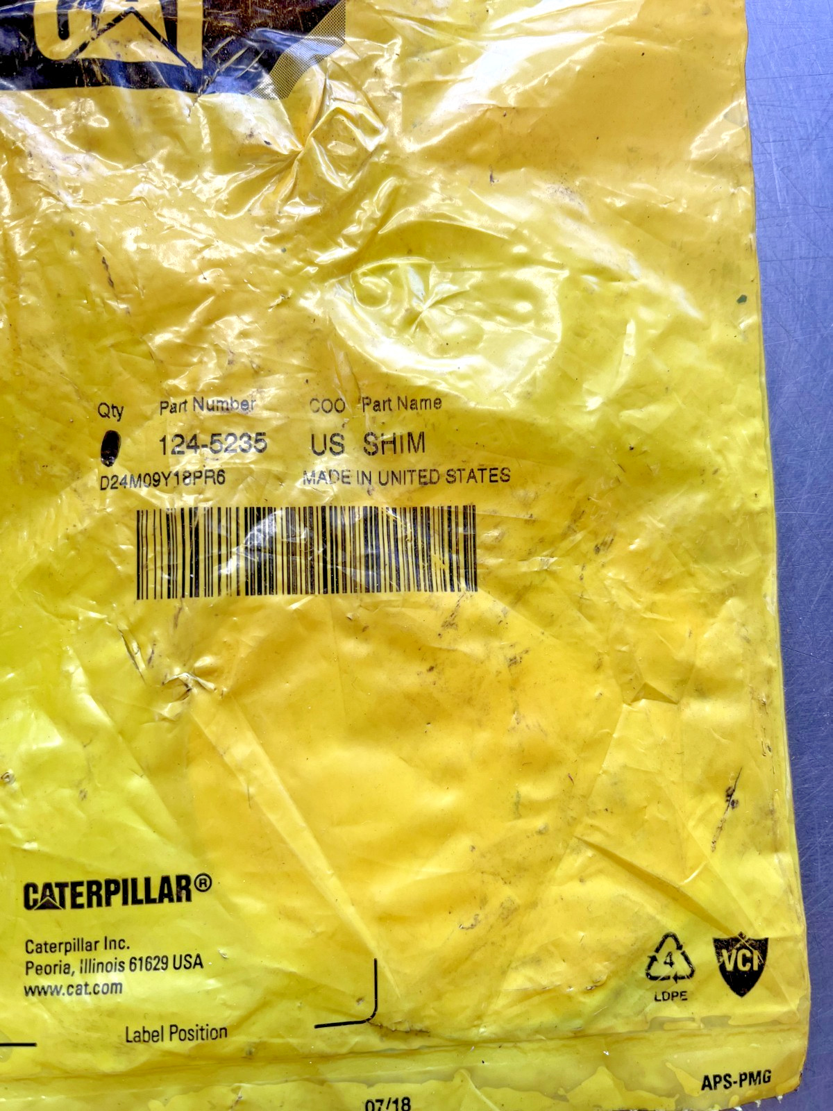 124-5235  Genuine OEM CAT  SHIM   QTY of 2 Shims   CATERPILLAR  1245235