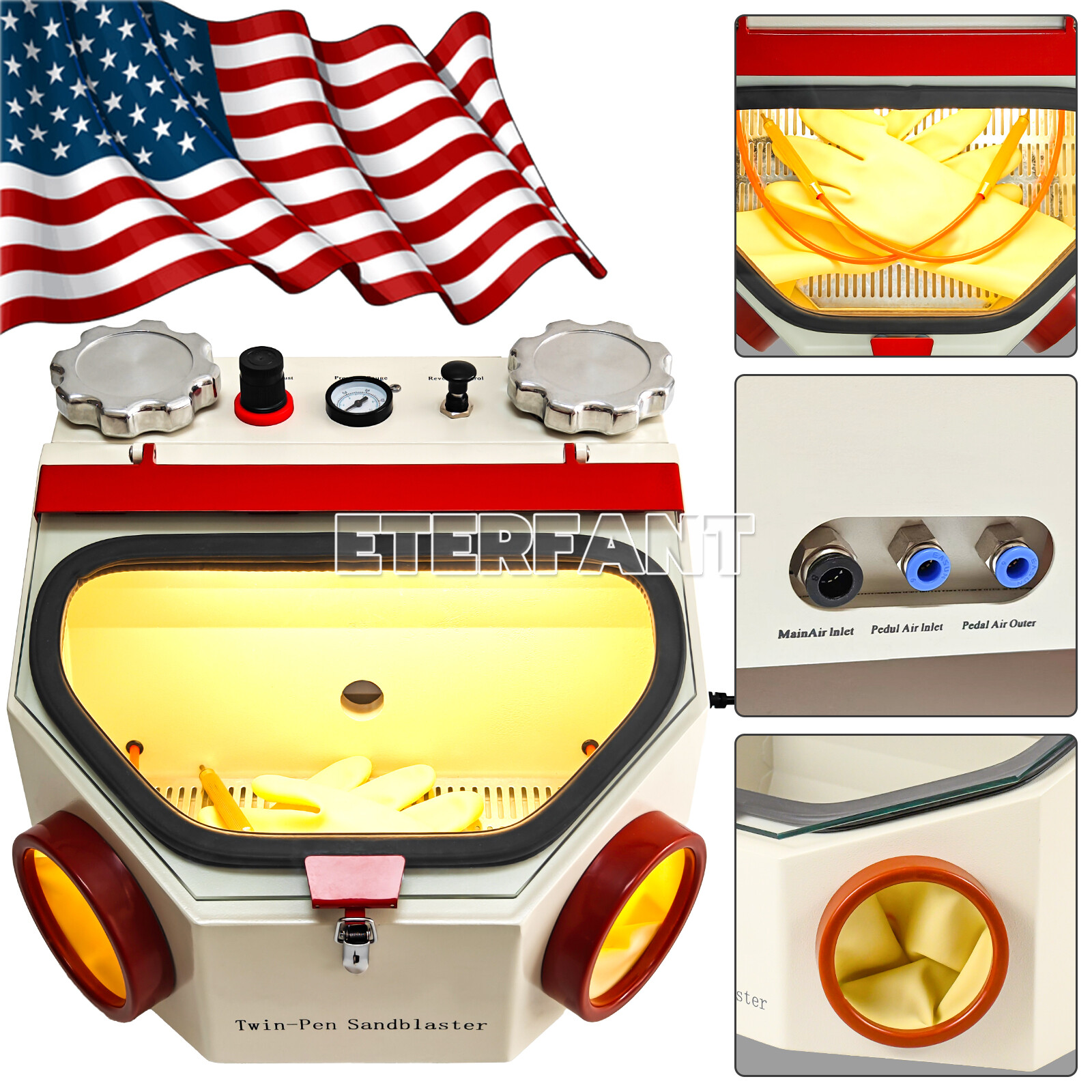 Twin Pen Sandblaster Double Pen Sand Blaster for Dental Lab 2 Aluminum Tank