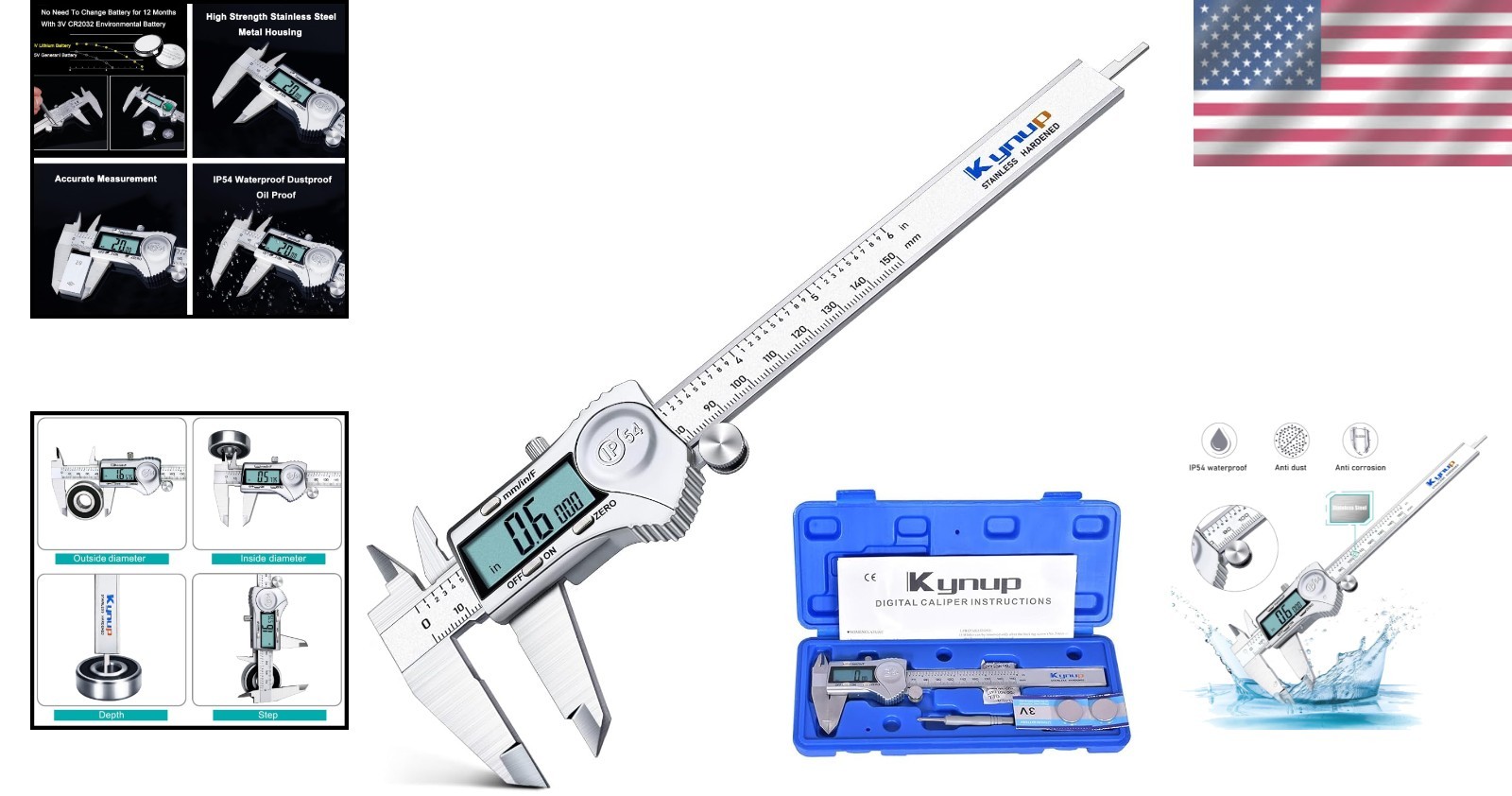 Splash Proof 6 Inch Digital Caliper with Large LCD for Precise Measurements