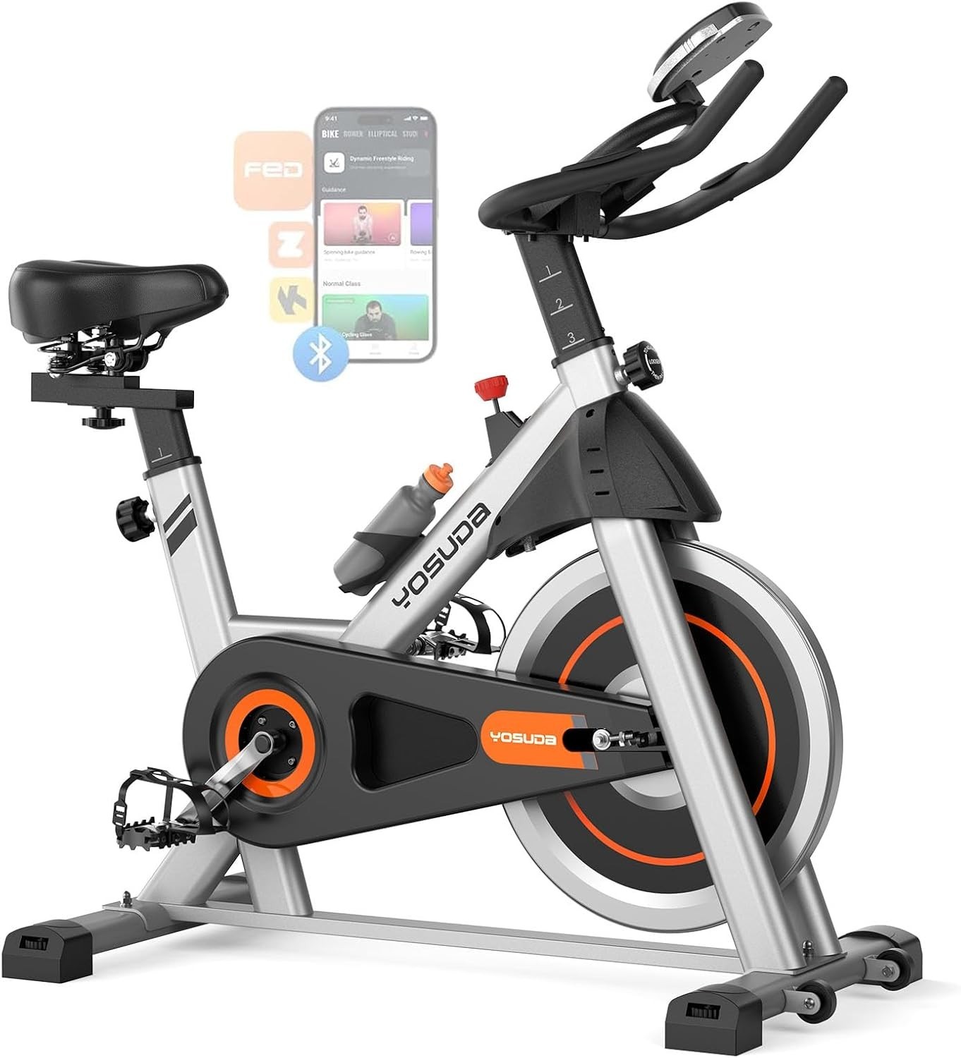 Exercise Bike, Brake Pad Stationary Bike for Home with Exclusive App, Magnetic