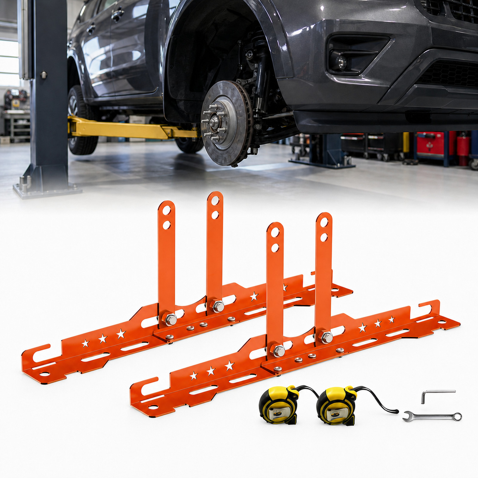 2PCS Wheel Toe Alignment Tool Plates No Caliper Removal M14 M16 Orange DIY Kit