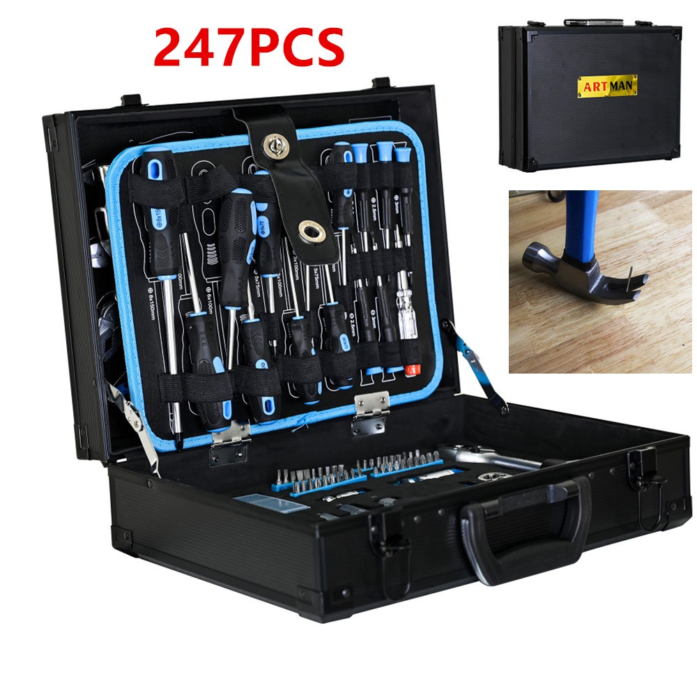 Combined Maintenance Tool Suitcase 247PCS Basic Home Maintenance Tools Set Blue
