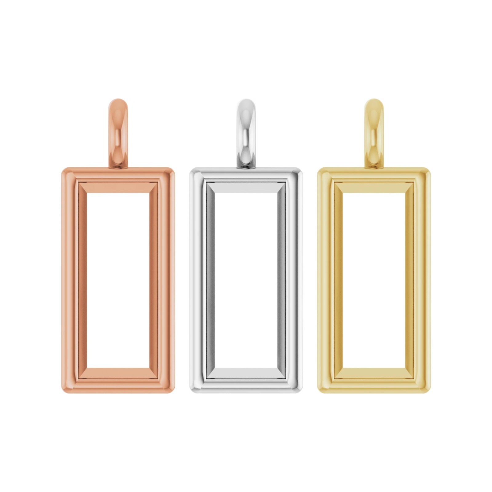 10K 14K 18K Gold, Platinum & Silver 5x2 mm Straight Baguette Bezel-Set Dangle