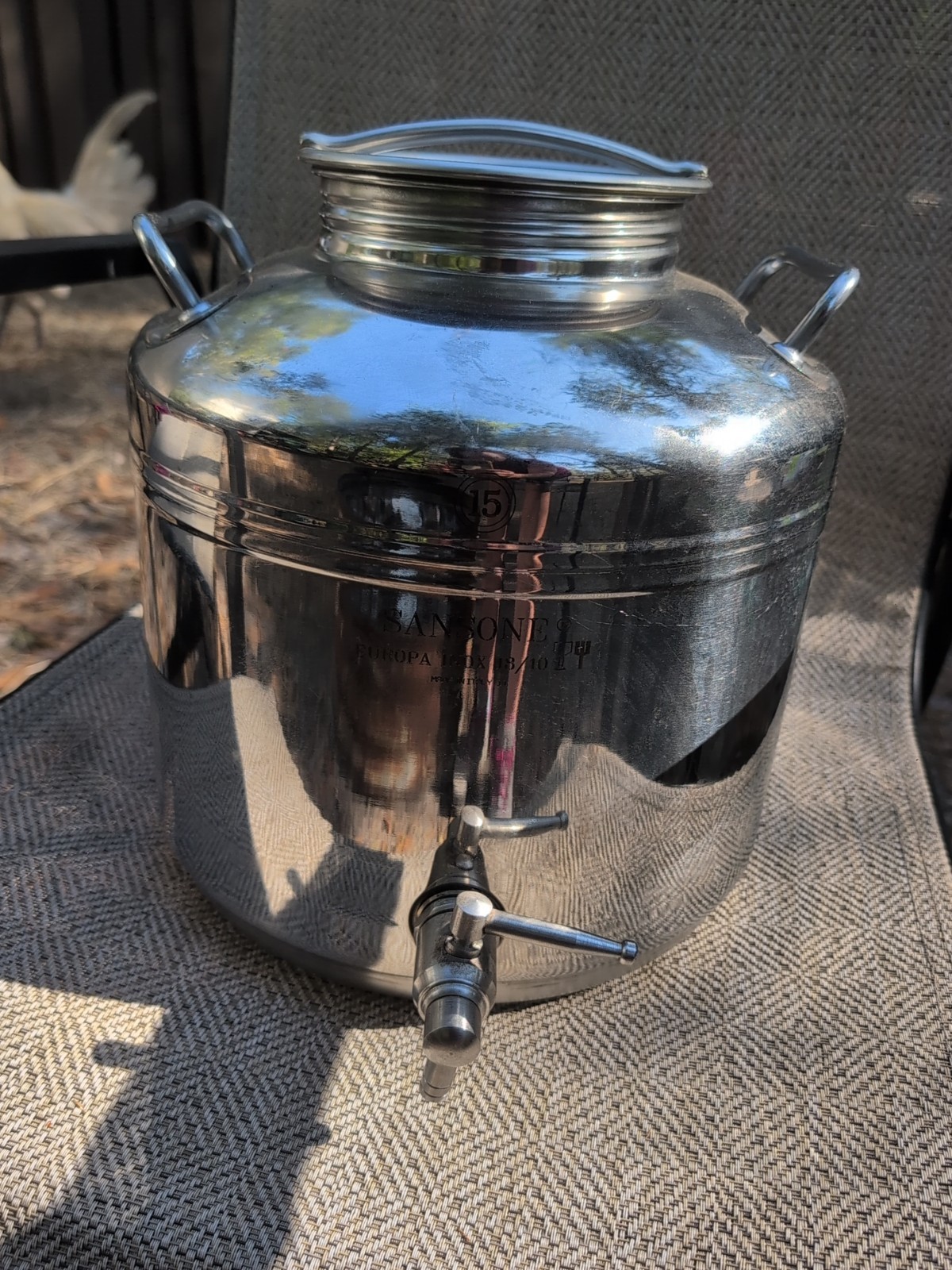 SANSONE 15 Liter Stainless Steel Water/Oil Dispenser Europa Inox 18/10 Has Spout