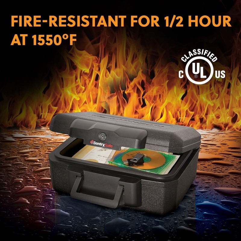 Fireproof Safe Box Key Lock Document Storage Portable Fire Resistant 0.18 Cu Ft