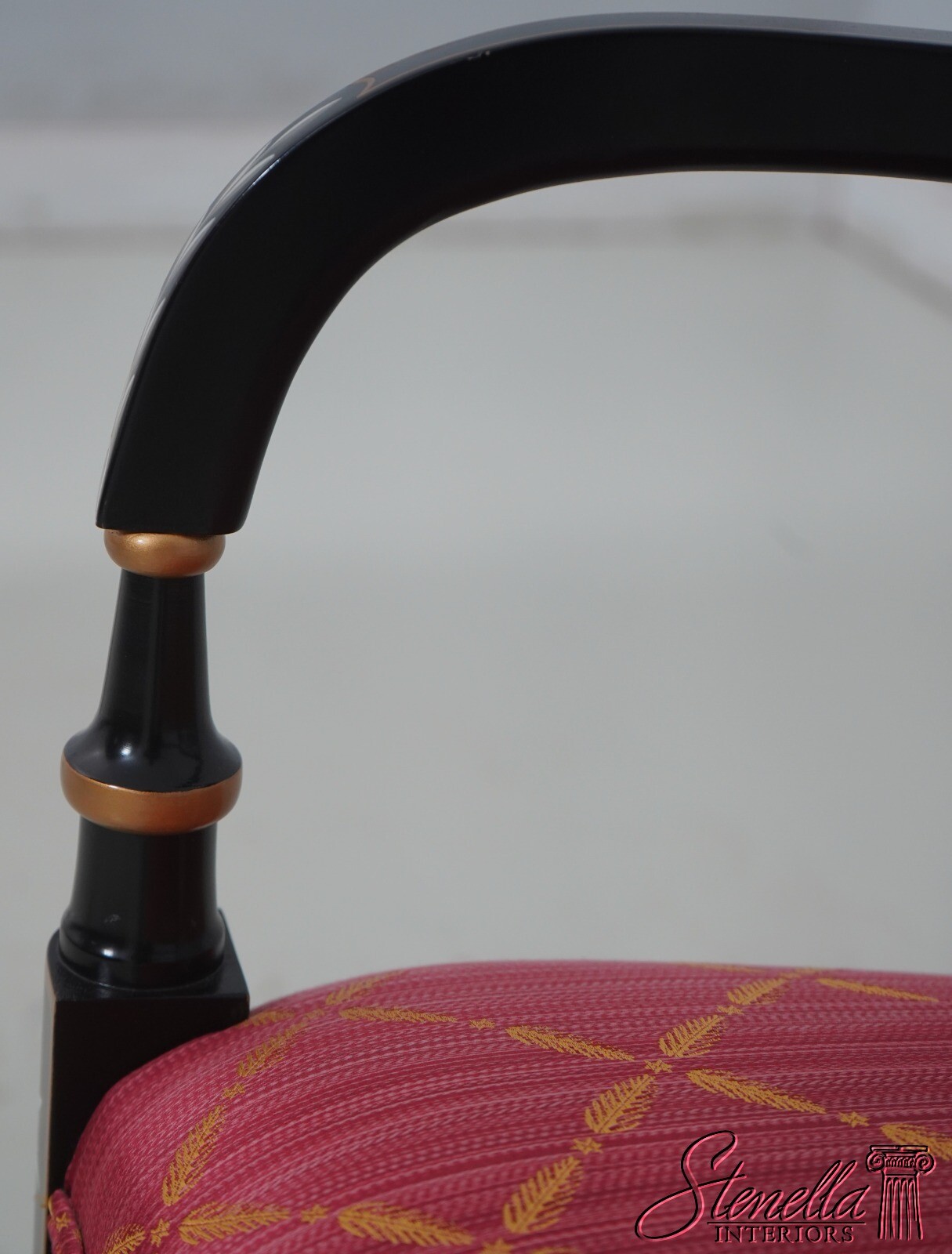 68782: KINDEL Regency Style Black Lacquer Armchair