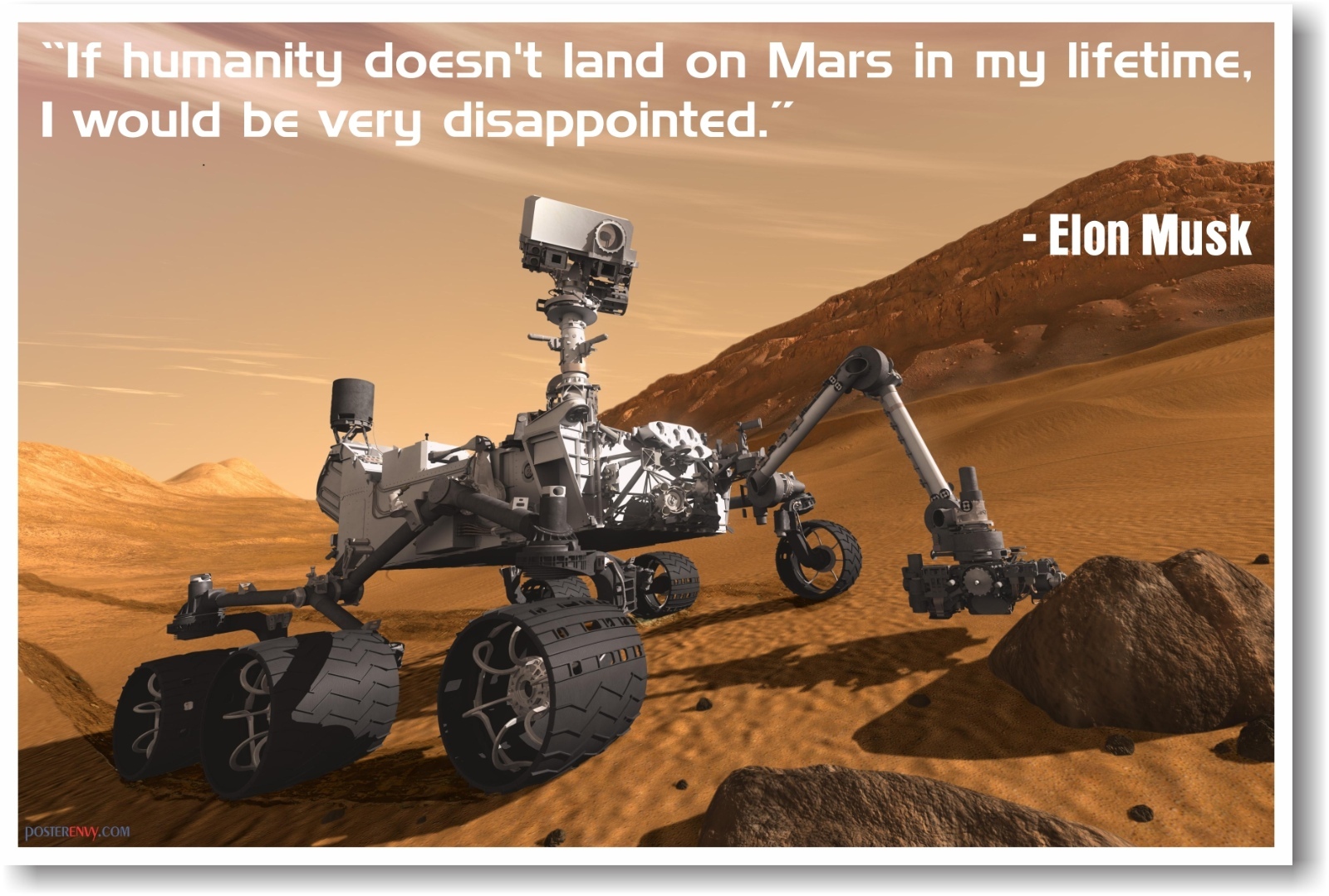 Elon Musk "If Humanity Doesnt Land on Mars..." - NEW Motivational Space POSTER