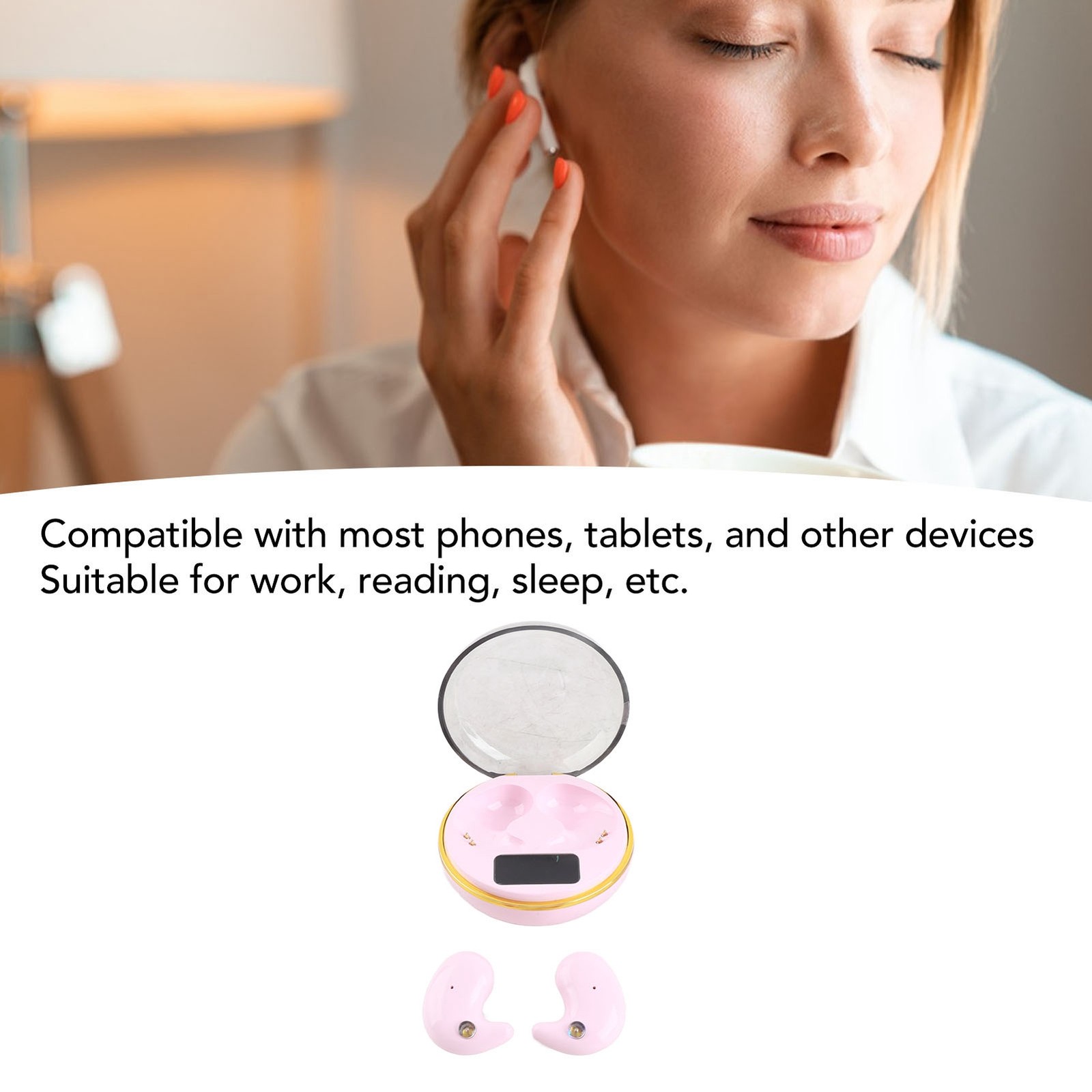 Bluetooth Earbuds With Digital Display Charging Case Stereo Wireless Earphones