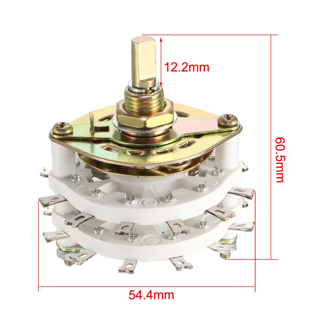 6P3T 6 Pole 3 Throw 2Deck Band Channel Rotary Switch Selector with Plastic Knobs